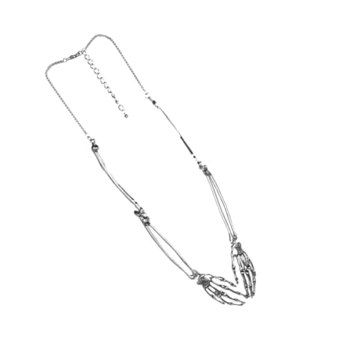 CALLARON Halloween Skeleton Hand Necklace Robuste Legierung Einheitsgröße Unisex Halloween Schmuck für Partys und Alltagsmode Einzigartiges Design für Schaurige Outfits von CALLARON