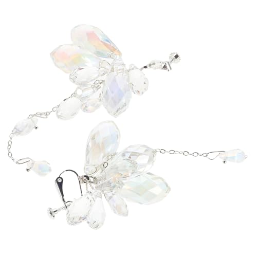 CALLARON Handgefertigte Glitzernde Tropfen Ohrringe mit Quasten Clip Piercing Funkelnde Brautschmuck Accessoires für Frauen Hochzeit und Party von CALLARON