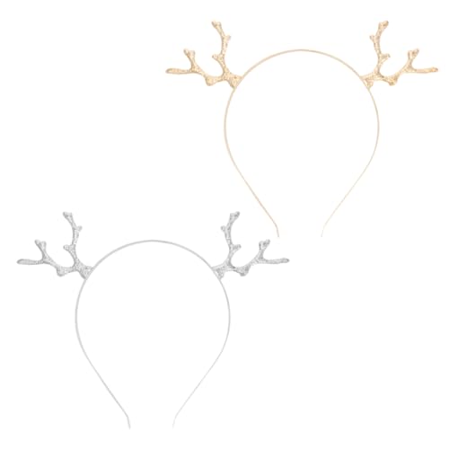 CALLARON 2stücke Rentier Geweih Haarreif Weihnachten Haarschmuck Stirnband Weihnachts Kopfbedeckung Fawn Horn Haarband Party Kostümparty Karneval Weihnachtsfeier von CALLARON