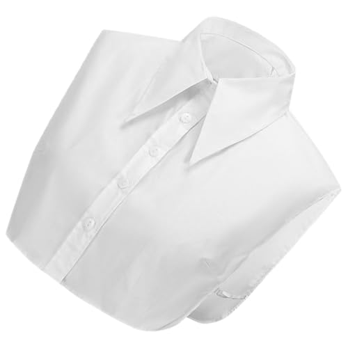 CALLARON Hemd Mit Falschem Kragen Weste Formell Für Damen Damenhemd Sweatshirt Batikhemd Damen Leibchen Latzkragen Aus Spitze Kurzarmbluse Bestickter Fake-kragen Leinenhemd Baumwolle Weiß von CALLARON