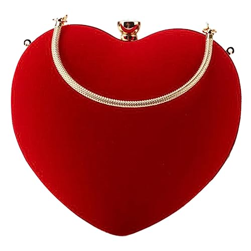 CALLARON Herzförmige Clutch Handtasche Damen Elegant Satin Abendtasche Ohne Kette Tragbar Charmante Umhängetasche Für Hochzeit Party von CALLARON