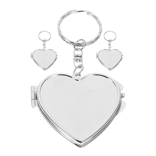 CALLARON 3stücke Teiliges Herz Spiegel Schlüsselanhänger Doppelseitiger Metall Handspiegel Für Taschen Oder Schlüsselbund Für An Frauen Mädchen Mütter Valentinstag Weihnachten von CALLARON