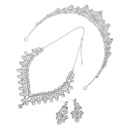 CALLARON Hochzeit Schmuckset für Braut mit Strasskronen Halskette und Ohrringen aus Langlebiger Legierung Leichtes Elegantes Brautschmuck Set für Moderne und Klassische Hochzeitskleider von CALLARON