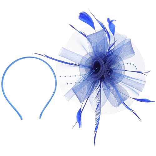 CALLARON Hochzeitsfascinator Für Frauen Eleganter Teeparty-hut Mit Netzschleier Und Federn Geeignet Für Hochzeiten Cosplay Bühnenauftritte Und Feiern Königlichem Elastisches Stirnband von CALLARON