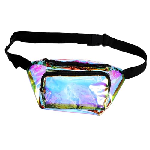 CALLARON Rave-zubehör Hologramm Rave Gürteltasche Holographische Gürteltaschen Für Rave Tasche Schwarz Hüfttasche Für Hüfttasche Mit Reißverschluss Umhängetasche Farbkontrast Geldbörse von CALLARON