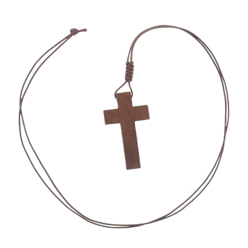 CALLARON Holzkreuzanhänger Halskette Für Männer Mit Verstellbarem Seil Aus Kordel Handgeschnitzter Holzanhänger Schmuckanhänger Für Frauen von CALLARON