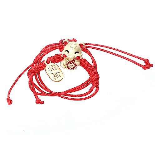 CALLARON Jahr Des Tigers Red String Armband Armband Tiger Jahr Armband Tiger Jahr Armreif Wachsseil Rot von CALLARON