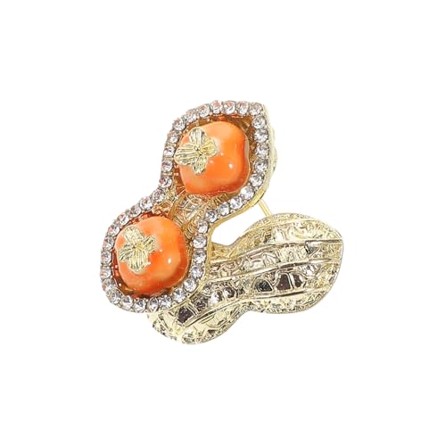 CALLARON Kaki Brosche Stellnadel Rucksackstift Bruststift Brosche in Fruchtform Erdnussschmuck Brosche Strass-fruchtbrosche Kleiderabzeichen-stift Wäscheklammer Orange Zinklegierung von CALLARON