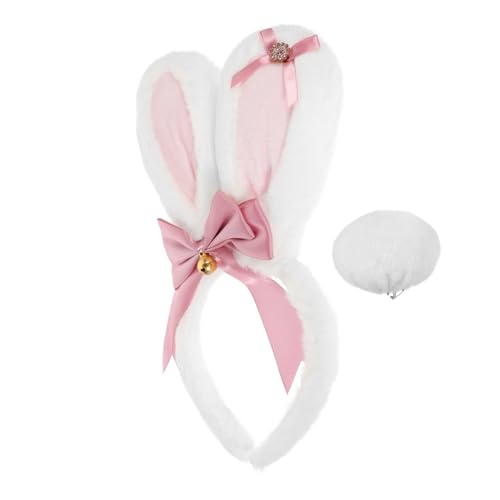 CALLARON Kaninchenohr Stirnband Mit Plüsch Hasenschwanz Schleifen-haarband Party-accessoire Cosplay Zubehör Für Mädchen Und Frauen von CALLARON