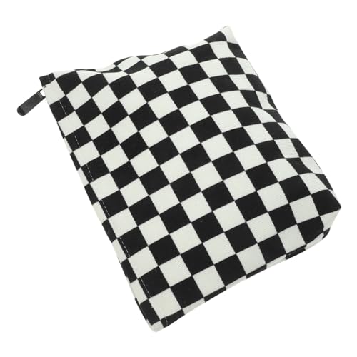 CALLARON Karierte Kosmetiktasche Reißverschluss Tragbare Schminktasche aus Cord Große Aufbewahrungstasche für Make Up Utensilien Kulturbeutel für Damen für Reisen und Tägliche Nutzung von CALLARON