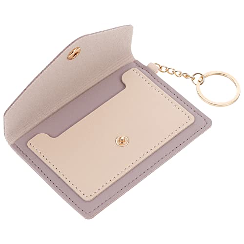 CALLARON Kartenetui Schlüsseletui kreditkartenhalter Credit Card Holder mini portmonee Schlüsselgeldbörse Portemonnaie Schlüsselband kleine Geldbörse Mini-Geldbörse aus Leder Light Grey von CALLARON