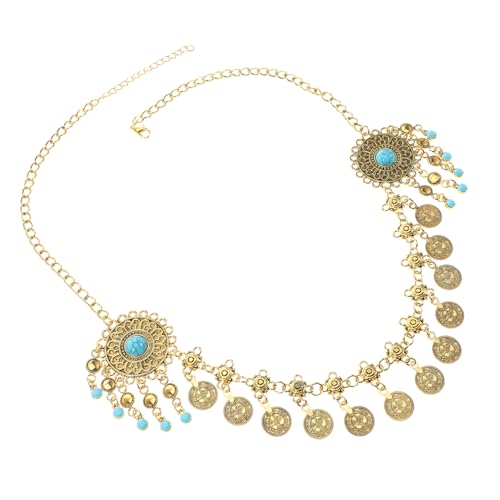 CALLARON Kette Für Frauen Kopfschmuck Mit Quasten Haarschmuck Vintage Bohemian Schmuckstücke Für Damen Retro Stirnkette Hochzeitskette Und Brautschmuck von CALLARON