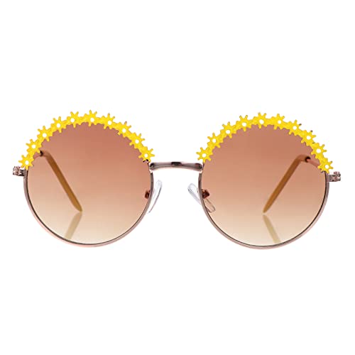 CALLARON 1paar Junge Mädchen Sonnenbrille Mit Rundem Rahmen Stilvolle Gelbe Brille Für Mädchen Für Outdoor-aktivitäten Reisen Und Partys Leicht Bequem Und Modisch Für Jeden Anlass von CALLARON