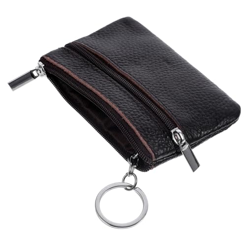 CALLARON Damen Mini Geldbörse Mit Schlüsselring Praktische Und Kompakte Münztasche Für Kleingeld Und Kleine Accessoires Hochwertige Langlebige Lederqualität Braun von CALLARON