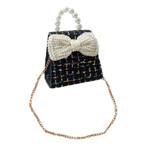 CALLARON Kleine Umhängetasche für Kinder Perlentasche mit Schleife Einzelne Schultertasche Baumwolle für Mädchen von CALLARON