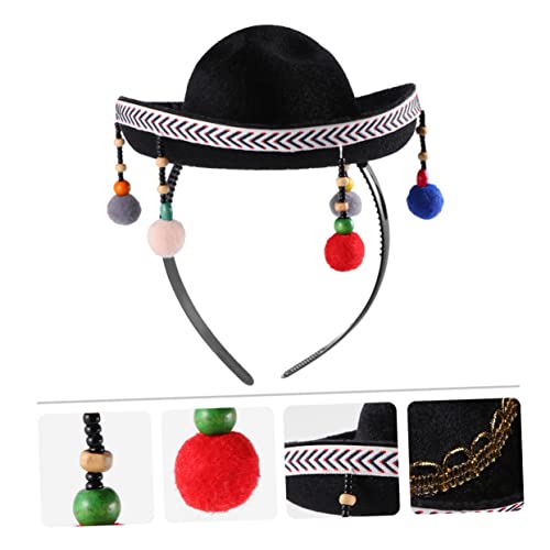 CALLARON Kleiner Mexiko Party Hut mit Plüschball Lustiger Haaraccessoire für Männer und Frauen für Festivals und Feiern von CALLARON
