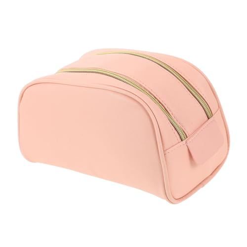 CALLARON Kosmetik Aufbewahrungstasche Kulturbeutel Reise Kosmetiktasche Damen Tragbar Groß Mädchen Damen Süß Wasserdicht Gesteppt Kleine Make Up Tasche Für Damen Rosa Polyester von CALLARON