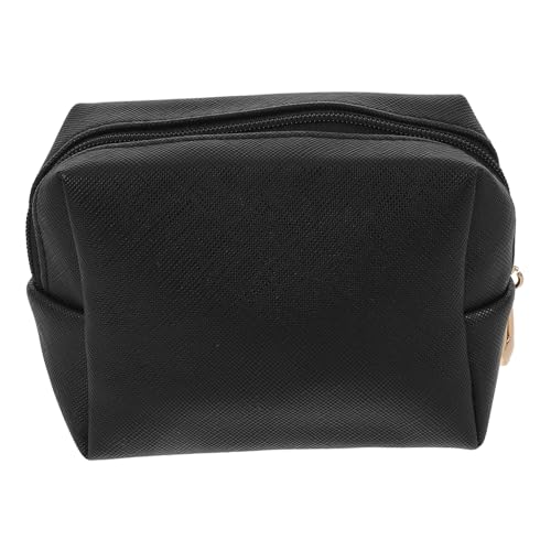 CALLARON Kosmetiktasche Schwarz PU Reise Make-up Organizer mit Reißverschluss Wasserabweisende Schminktasche für Lippenstift Pinsel Hautpflege Kompakte Kosmetik Aufbewahrungstasche für von CALLARON