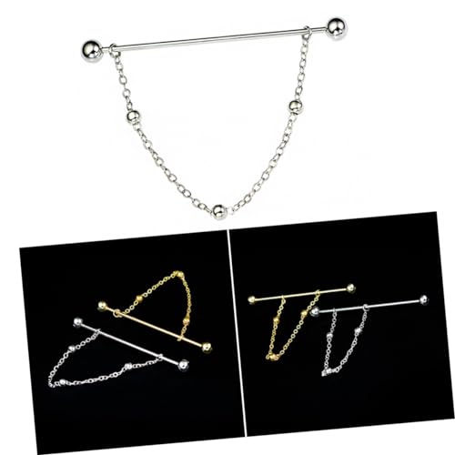 CALLARON Kragennadel Für Hemd Runde Kugeln Kragenstange Mit Kette Aus Kupfer Galvanisiert Passend Zum Kragen Für Männer Zum Dekorieren von CALLARON