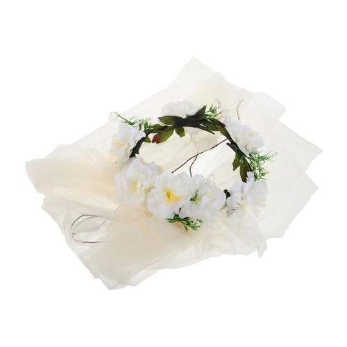 CALLARON Kranz Tiara Hochzeitsschleier für Bräute Brauthut Braut Stirnband brautkleid Bachelorette Party Gefälligkeiten kurzer hochzeitsschleier Umstandskleid aus Tüll Stoff von CALLARON