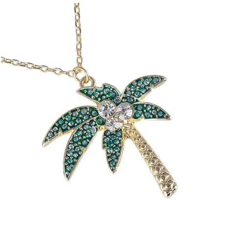 CALLARON Kreative Halskette mit Kokosnuss Anhänger und Funkelnden Strasssteinen Elegantes Schmuckstück für Frauen und Mädchen für Partys und Besondere Anlässe Grün von CALLARON