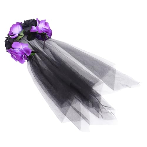 CALLARON Schwarze Rosen-haarreifen Mit Schleier Kreativer Party-kopfschmuck Haarreif Für Halloween Leicht Und Bequem Details Für Cosplay-partys von CALLARON