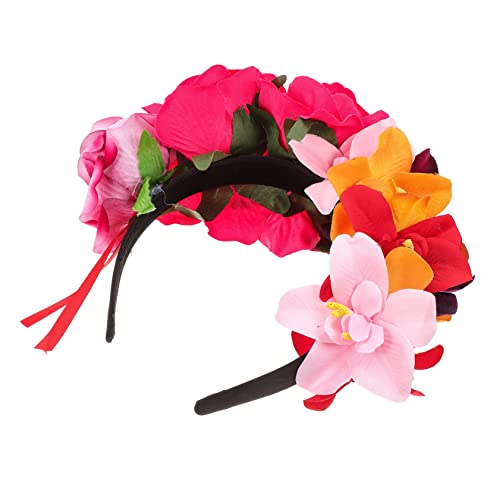 CALLARON Blumen Haarreif Mit Rosen Für Halloween Stylisches Accessoire Für Und Mädchen Für Kostümpartys Und Besondere Anlässe Wiederverwendbar Magentafarbenem Design von CALLARON