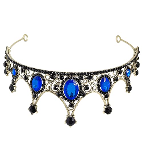 CALLARON Kristalldiamantkrone Für Braut Strass Stirnband Tiara Für Frauen Brautparty Haarband Hochzeit Blaue Strass-tiara Kronen Frauen Stirnband Zinklegierung Blue von CALLARON