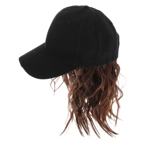 CALLARON Kurze Lockige Perückenmütze Baseballcap mit Synthetischem Wellenhaar Damen Haarverlängerung Stylische Wellenperücke Leichte Baseball Kappe von CALLARON