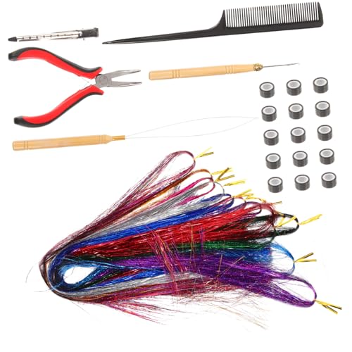 CALLARON Lametta Haarverlängerung Farben Buntes Hair Tinsel Kit mit Holz Häkelnadel Silikon Klemmen und Spitzenkamm DIY Haarsträhnen Einklipsen für Bunte Strähnen und Party Looks CALLARON Lametta Haarverlängerung Farben Buntes Hair Tinsel Kit mit Holz Häkelnadel Silikon Klemmen und Spitzenkamm DIY Haarsträhnen Einklipsen für Bunte Strähnen und Party Looks von CALLARON