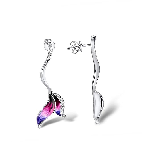 CALLARON Lange Blumenohrringe für Damen Kreative Hängende Ohrstecker Leichtem Material Modischer Ohrschmuck für Frauen Accessoire für Partys und Fotoshootings Einzigartiges Design für Einen von CALLARON