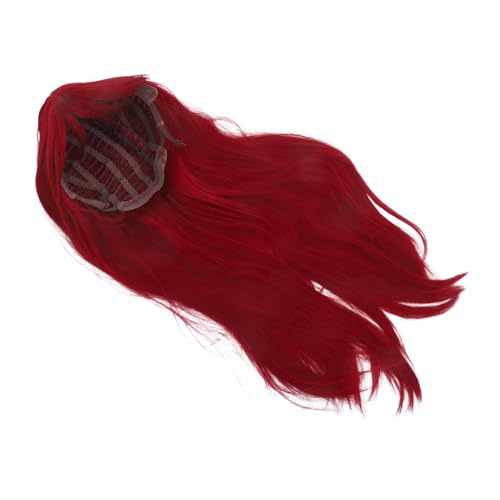 CALLARON Lange Glatte Synthetische Perücke in Dunklem Rot für Frauen Natürlich Wirkendes Haar Voll Abdeckend Hitzebeständig für Cosplay Halloween und Partys von CALLARON