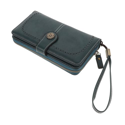 CALLARON Schmale Damen Geldbörse Mit Reißverschluss Münzgeldbörse Kartenhalter Clutch Aus Pu Kleingeldhalter Mit Handgelenksverschluss Tasche Für Bargeld Und Münzen von CALLARON