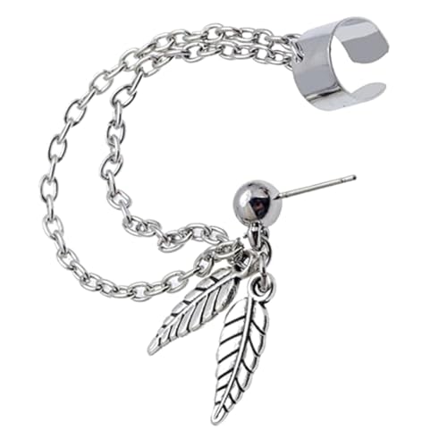 CALLARON Lange Ohrstecker mit Baumblatt Anhänger Silberfarbene Ohrclips Ohraccessoires für Damen Party Ohrringe Stilvolle Ohrschmuck Vielseitig Kombinierbar von CALLARON