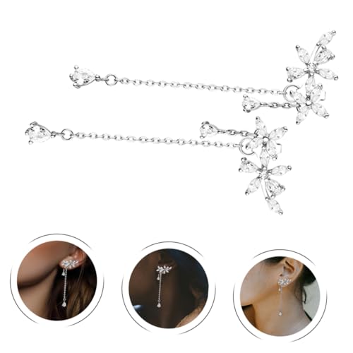 CALLARON Lange Quasten Ohrringe mit Funkelnden Strasssteinen Zarte Tropfen Designs Silberfarbene Ohrstecker für Frauen Stilvolle Ohrhänger für Partys und Festliche Anlässe von CALLARON