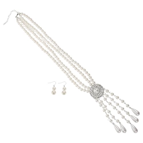 CALLARON Kunstperlen-halskette-set Mit Perlenohrringen Perlenquastenketten Und Halsbandkette Für Damen Modeschmuck Für Hochzeit Und Bankettanlässe von CALLARON