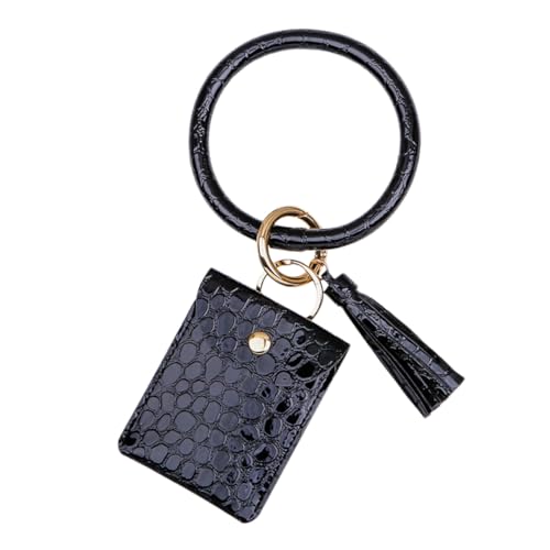 CALLARON Lederarmband Schlüsselanhänger Aus Leder Kartenetui Für Damen Handtaschen Mit Fransen Für Damen Geldbörsen Brieftasche Am Handgelenk Münzgeldbörse Quaste Fräulein Ornament, F121132OU7D6 von CALLARON