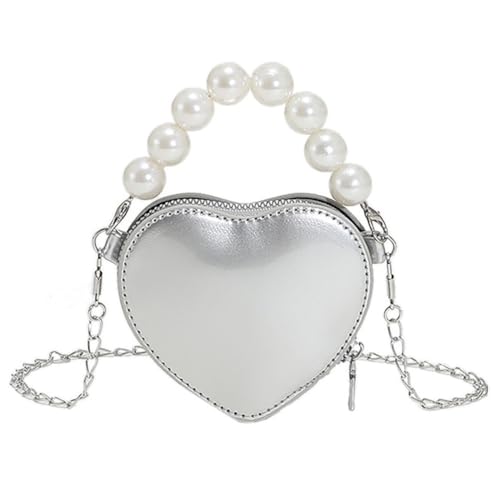 CALLARON Liebe Tasche Frauentasche Mini-tasche Clutch-handtasche Minitasche Unterarmtasche Mädchen Handtasche Valentinstag Umhängetasche Einkaufstasche Süße Damen Perle Pu Kleine Kette von CALLARON