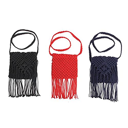 CALLARON Elegante Häkel-umhängetasche Für Damen Umhängetasche Marineblau Fransen-design von CALLARON