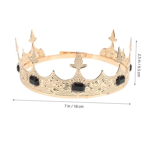 CALLARON Männer Krone Haarschmuck Einfach Rund Design Metall Tiara Kostüm Haarreif für Geburtstag Hochzeit Party Abschlussball Halloween Universalgröße Rhinestone Diadem Prom Crown von CALLARON