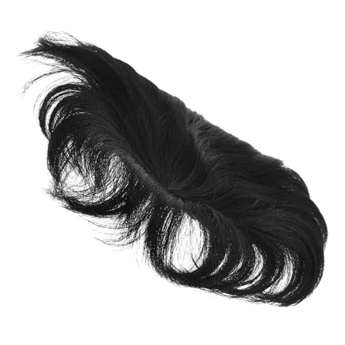 CALLARON Herrenperücke Mit Glattem Haar Kurzes Schwarzes Haarteil Für Männer Synthetische Perücke Gegen Haarausfall Atmungsaktives Design Für Täglichen Gebrauch von CALLARON