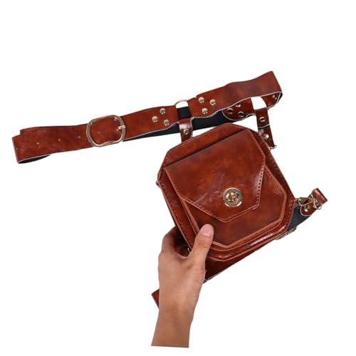 CALLARON Medieval Renaissance Belt Pouch aus Robustem PU Kunstleder Verstellbare Mittelalterliche Gürteltasche mit Wasserdichtem Design und Oberschenkelriemen Vintage Bauchtasche für Damen von CALLARON