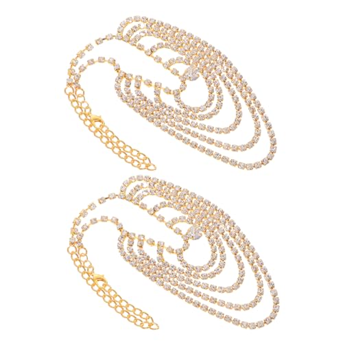 CALLARON Mehrlagige Wasserfall-strass-fußkettchen für Damen Modische Metall-fußketten mit Verspielten Quasten Haltbare Funkelnde Strand-schmuckstücke für Party Freizeitlooks von CALLARON