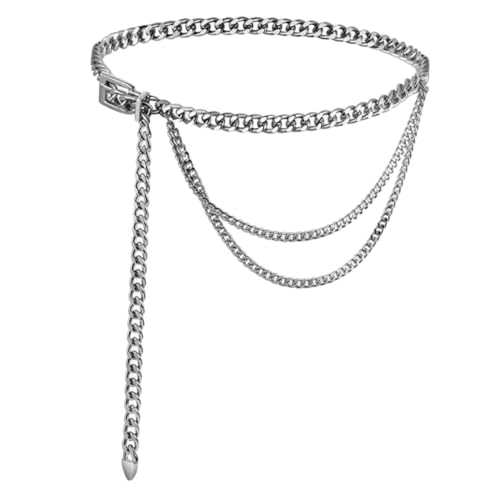 CALLARON Mehrlagiger Taillenkettengürtel Damen mit Verstellbarer Metallkette und Herz Anhänger Modischer Bauchkettengürtel für Kleider Jeans und Vielseitige Outfits Stilvoller Boho von CALLARON
