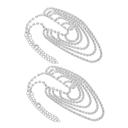 CALLARON Mehrschichtige Fußkettchen für Damen Funkelnde Strass-metall Fußkettchen mit Verspielten Quasten Leichtes Langlebiges Schmuckzubehör für Strand Party und Freizeitkleidung von CALLARON