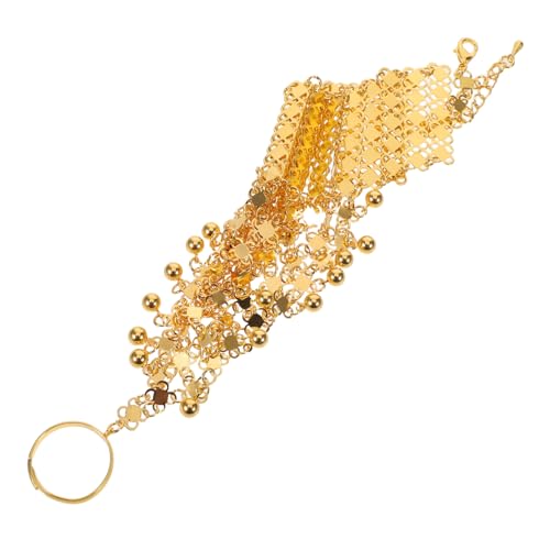 CALLARON Mehrschichtige Verstellbare Metall-handkette mit Ring und Armreif für Damen Vintage Ethno-stil Hochwertiges Legiertes Armband Fingerfreundlicher Schmuck für Tanz und Alltag von CALLARON