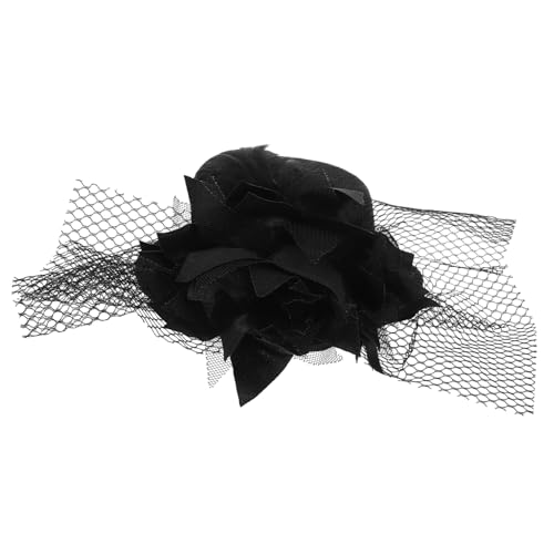 CALLARON Mini Schwarz Fascinator Hut Für Damen Haarspange Mit Blumendekor Mini Haarspange Aus Strapazierfähigem Flanell Und Satin Netzverzierung -punk-stil von CALLARON