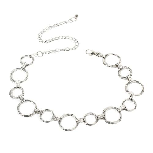 CALLARON Modische Silberne Metall taillenkette mit Geometrischem Kreisdesign Leichte Folk style Hüftkette für Damen und Mädchen Langlebiger Modeschmuck für Party Reise und Alltag von CALLARON