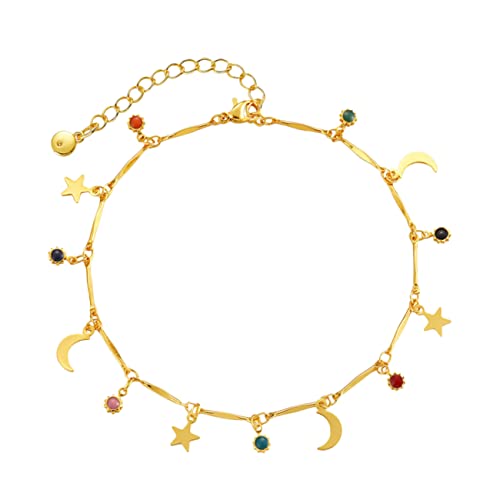 CALLARON Moon Stars Fußkette Damen Verstellbare Ankle Chain mit Mondförmigen Anhängern Eleganter Modeschmuck für Strand Partys und Tägliches Tragen für Verschiedene Outfits Leicht und CALLARON Moon Stars Fußkette Damen Verstellbare Ankle Chain mit Mondförmigen Anhängern Eleganter Modeschmuck für Strand Partys und Tägliches Tragen für Verschiedene Outfits Leicht und von CALLARON