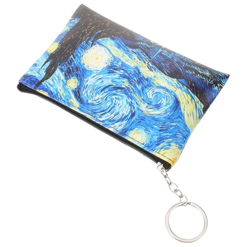 CALLARON Münztasche Mit Reißverschluss Kleine Geldbörse Aus Pu- Wechselgeldbörse Mit Ölgemälde-Muster Kompakt Und Tragbar Für Damen von CALLARON